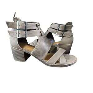 Rampage Halyn Womens Taupe Gray Double Buckle Ankle Strap Block Heel Sandals 8M